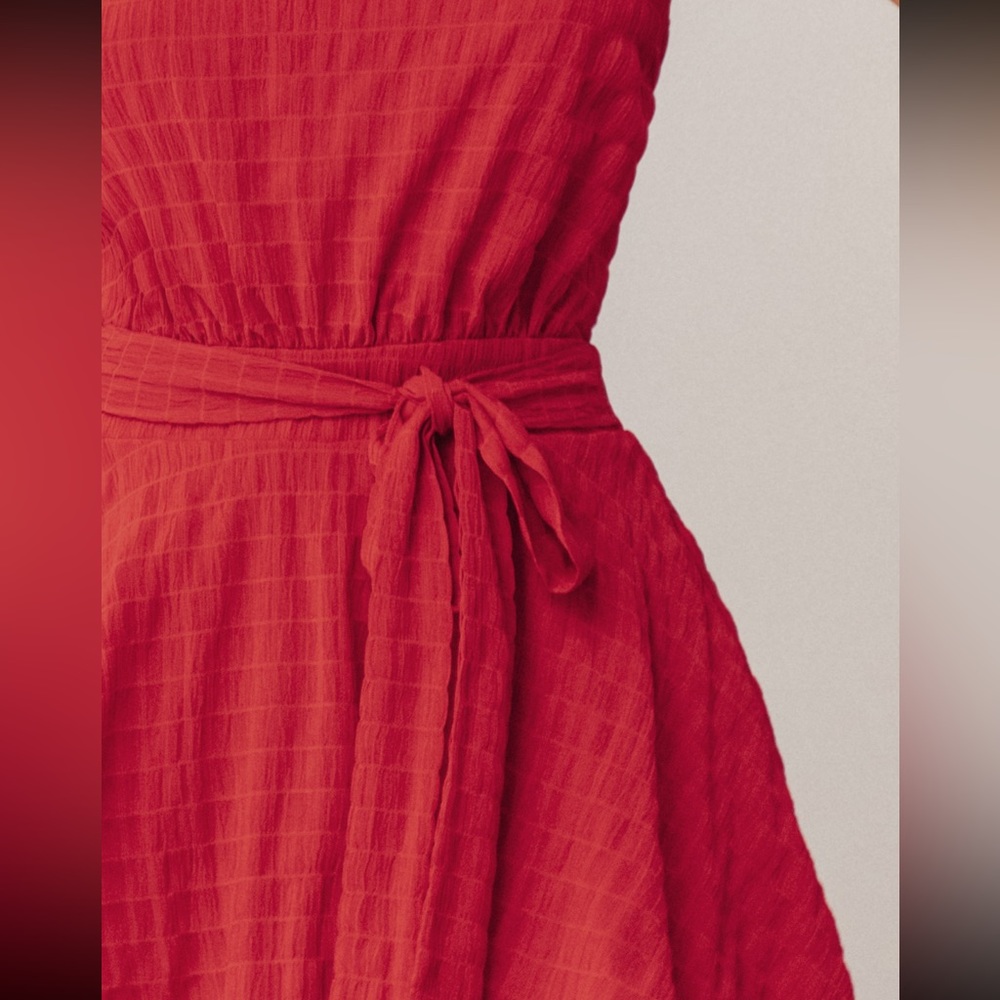 Butterfly Ruffle Round Neck Romper - Red - Picture 5 of 6